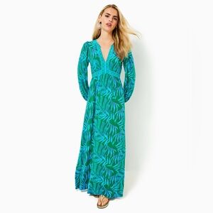 Lilly Pulitzer Wexlee Maxi Dress in Fiddle Leaf Green It's A Jungle Out There